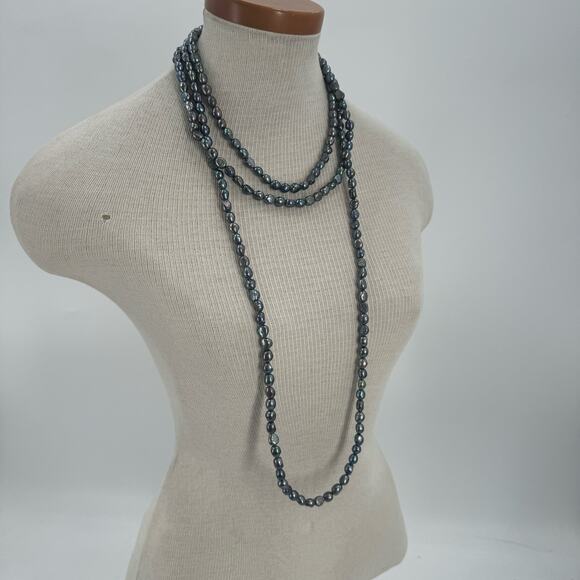 40 inch Freashwater baroque peacock purple pearl long necklace - Picture 13 of 14